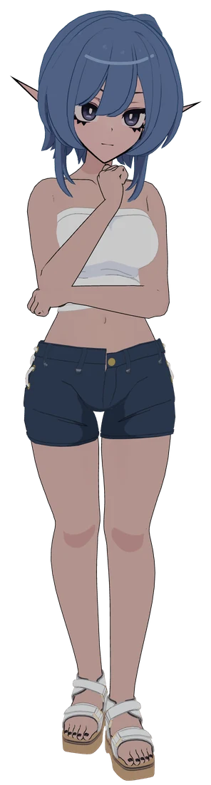 Mizuki in the apartment, hand on her chin, thinking.