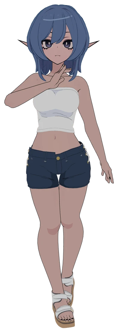 Mizuki laughing, one hand raised, facing you.